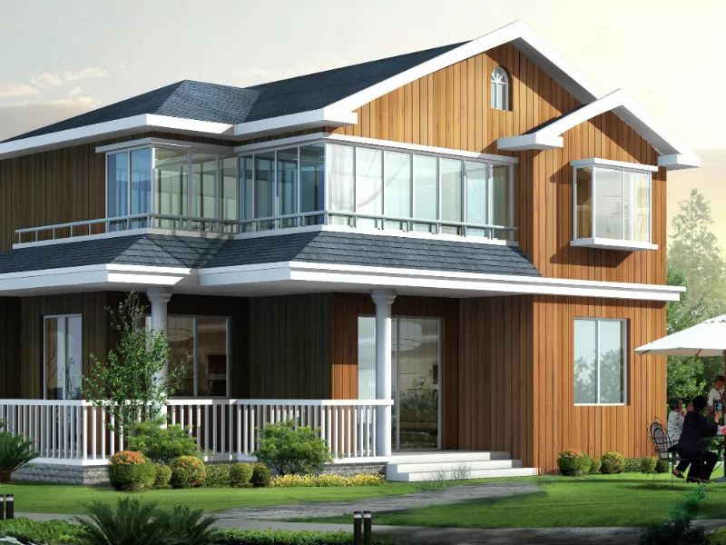 Lúkse en moderne prefabrykearre ljochtmeter Prefab Steel Villa