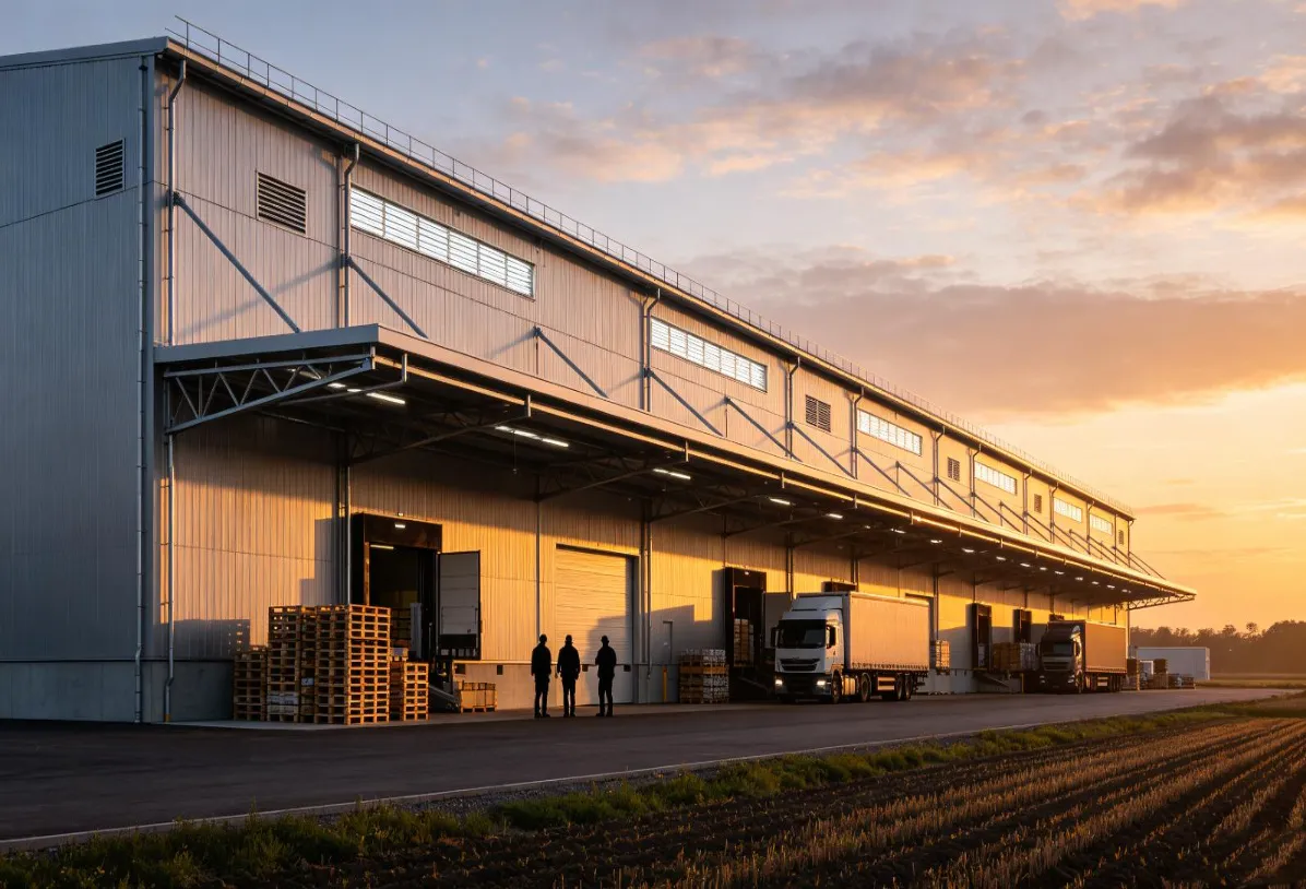 Steel struktuer agrarysk produkt logistyk sintrum konstruksje